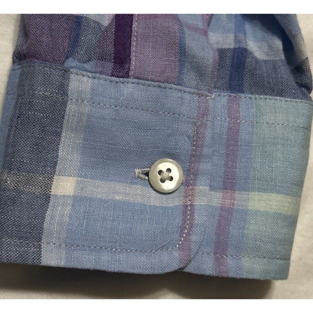 Vineyard Vines Men’s Classic Fit Murray 100% Linen Plaid Long Sleeve Shirt Sz Lg - Picture 5 of 10